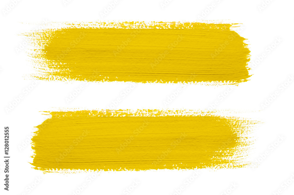 Yellow brush stroke isolated on background