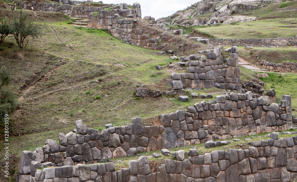 Detail of an ancient Inca wall in Sacsayhuaman, near Cusco, in Peru, South America
