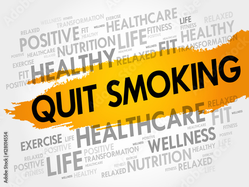 Quit Smoking word cloud collage, health concept background