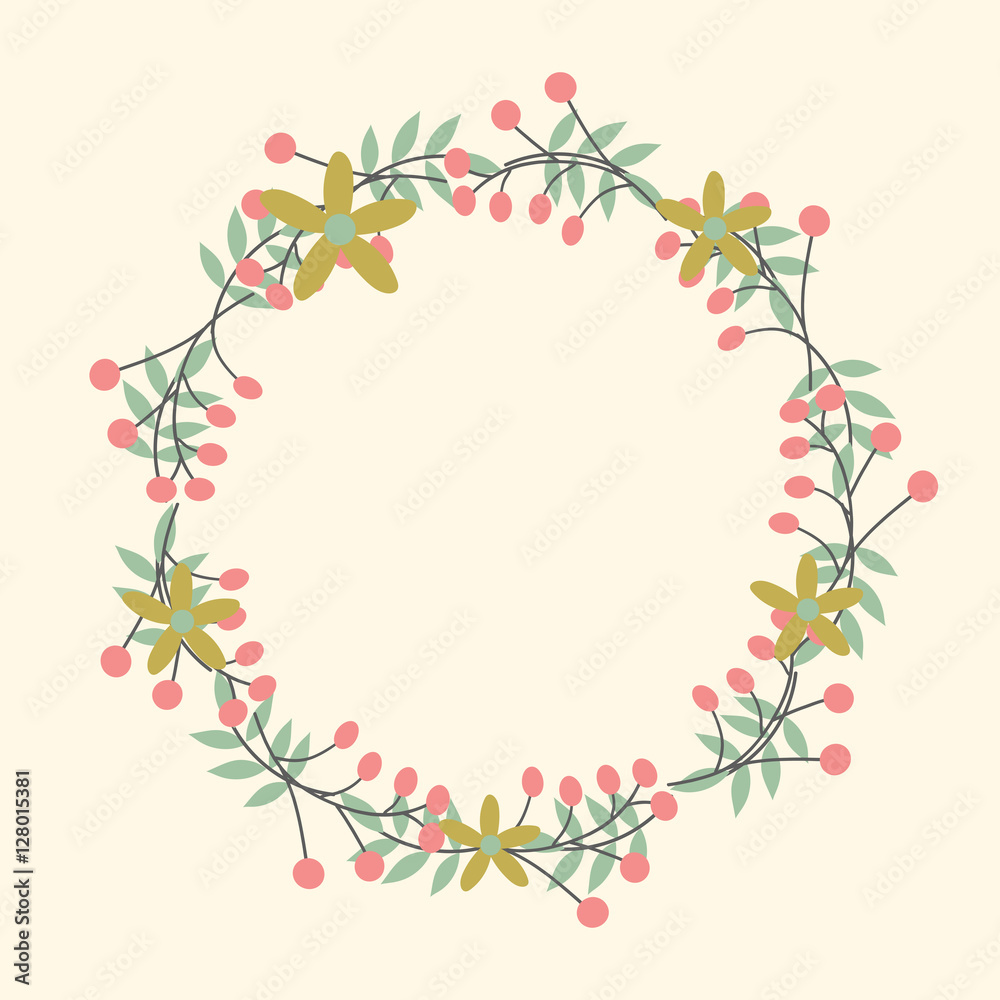 wreath flower. cute floral for decoration. romantic design concept. vector illustration.