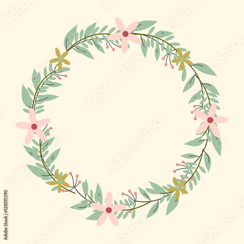 wreath flower. cute floral for decoration. romantic design concept. vector illustration.