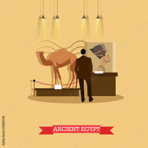 Vector illustration of ancient Egypt exposition in Archaeological museum