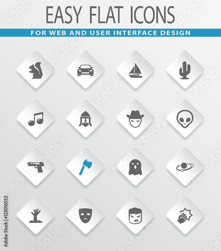 Genres of cinema icons set