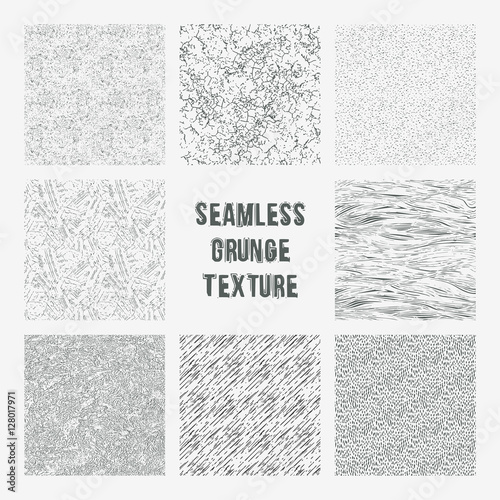 Set of grange seamless patterns. Simple vector scratch textures