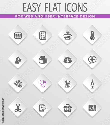 Veterinary clinic icons set