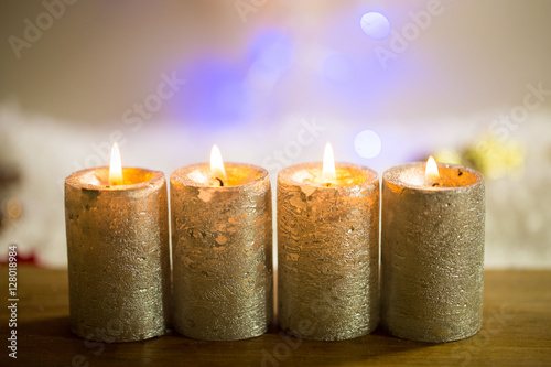 4 candles for advent, with bokeh, christmas