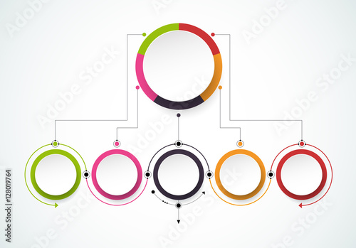 Vector timeline infographics design template with 3D paper label, integrated circles background. Blank space for content, business, infographic, diagram, digital network, flowchart, process diagram