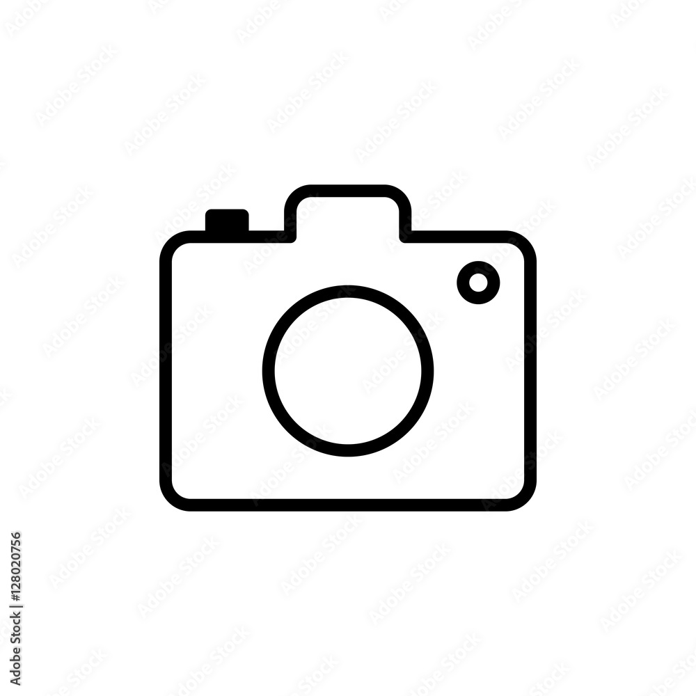thin line camera icon on white background thin line camera icon on white background