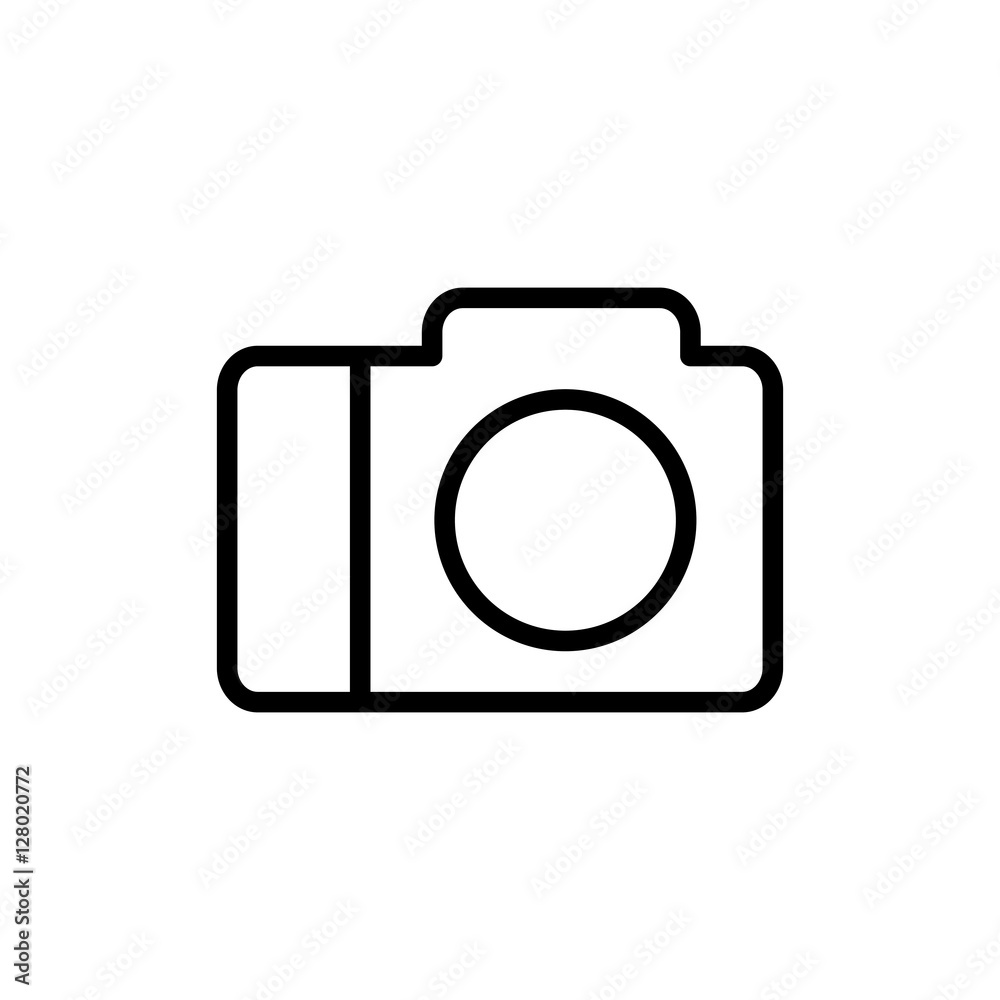 thin line camera icon on white background thin line camera icon on white background