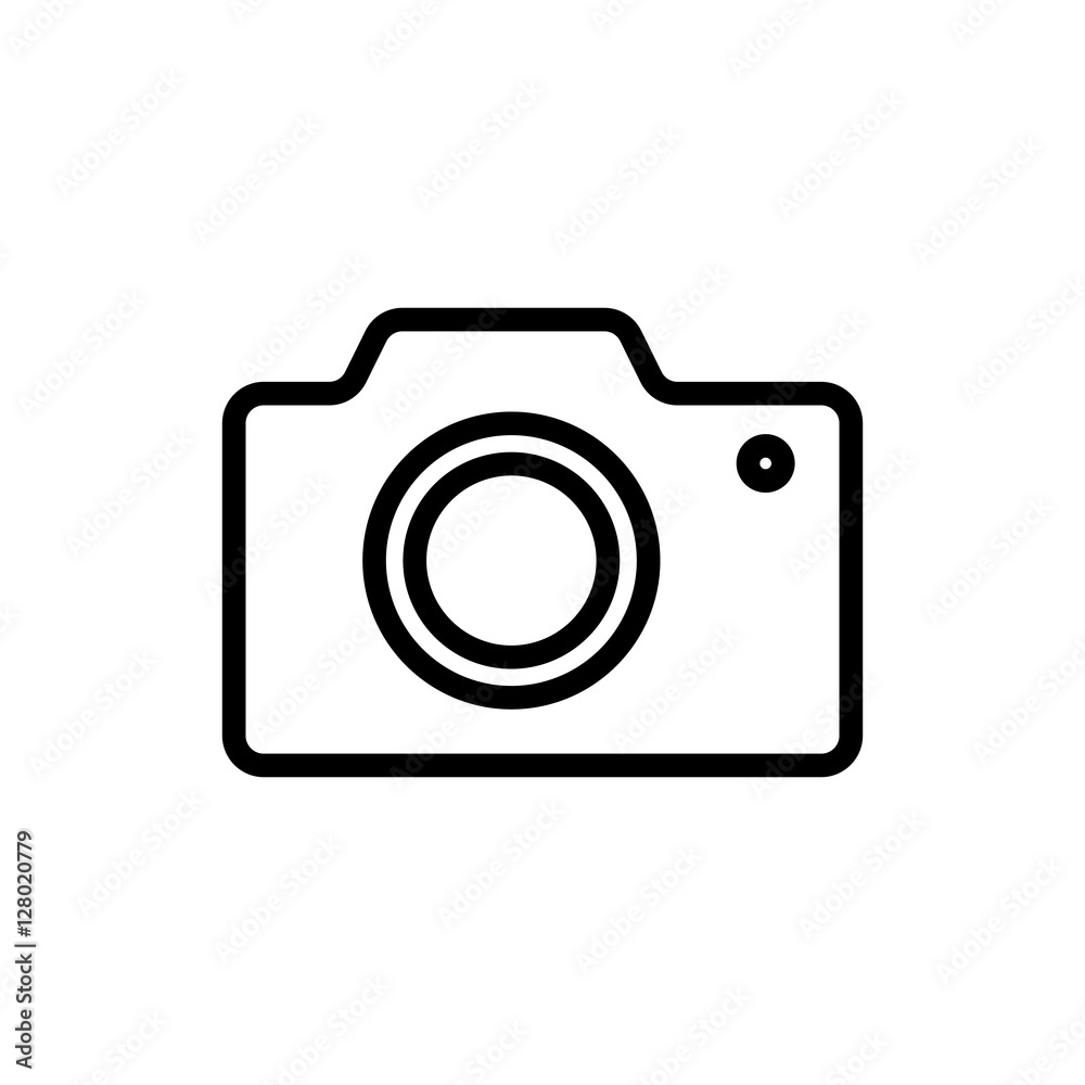 thin line camera icon on white background thin line camera icon on white background