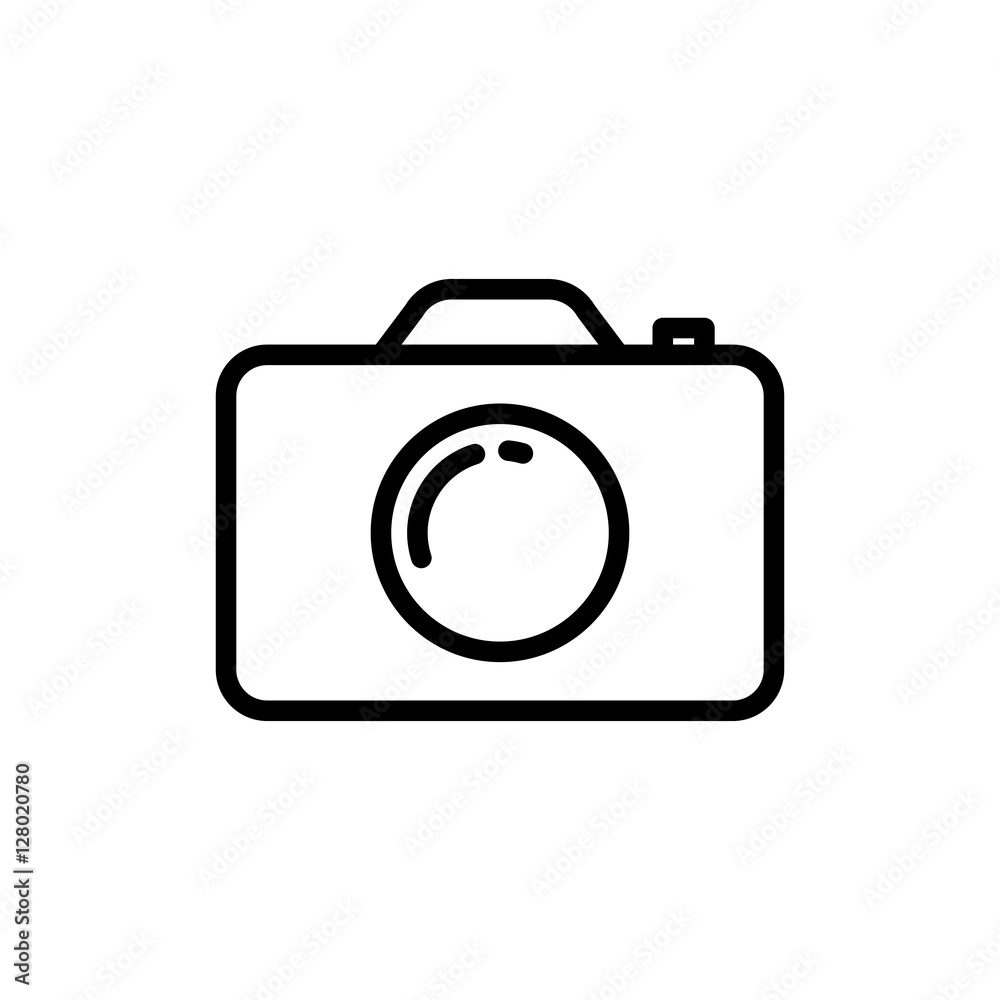 thin line camera icon on white background thin line camera icon on white background