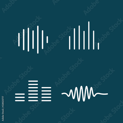 thin line sound waves icon on blue background