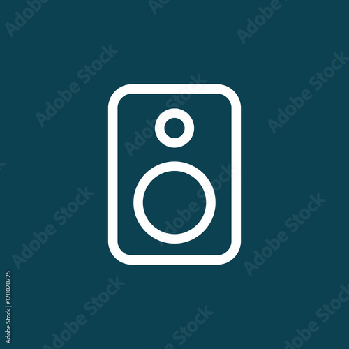 thin line speaker icon on blue background