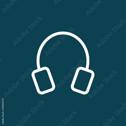 thin line headphones icon on blue background