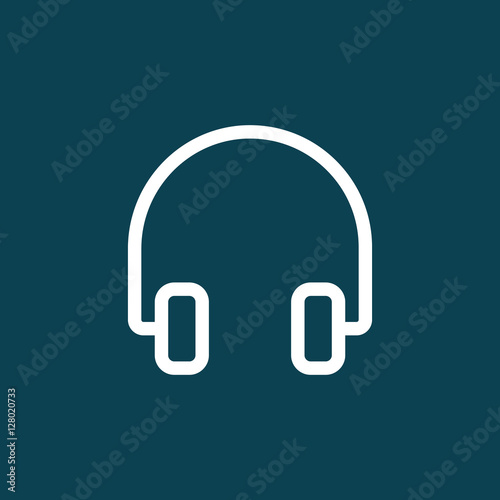 thin line headphones icon on blue background