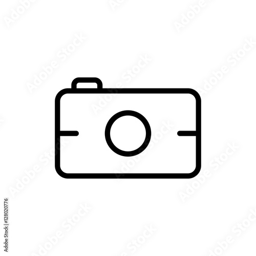 thin line camera icon on white background