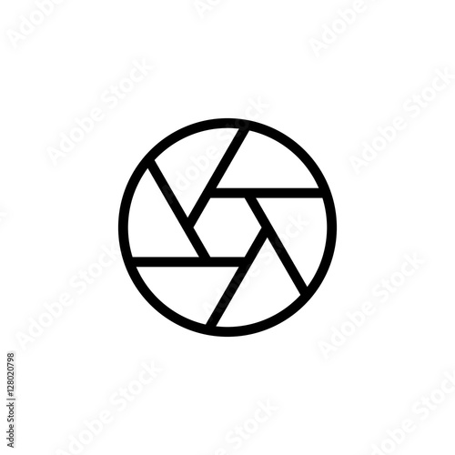 thin line aperture diaphragm icon on white background