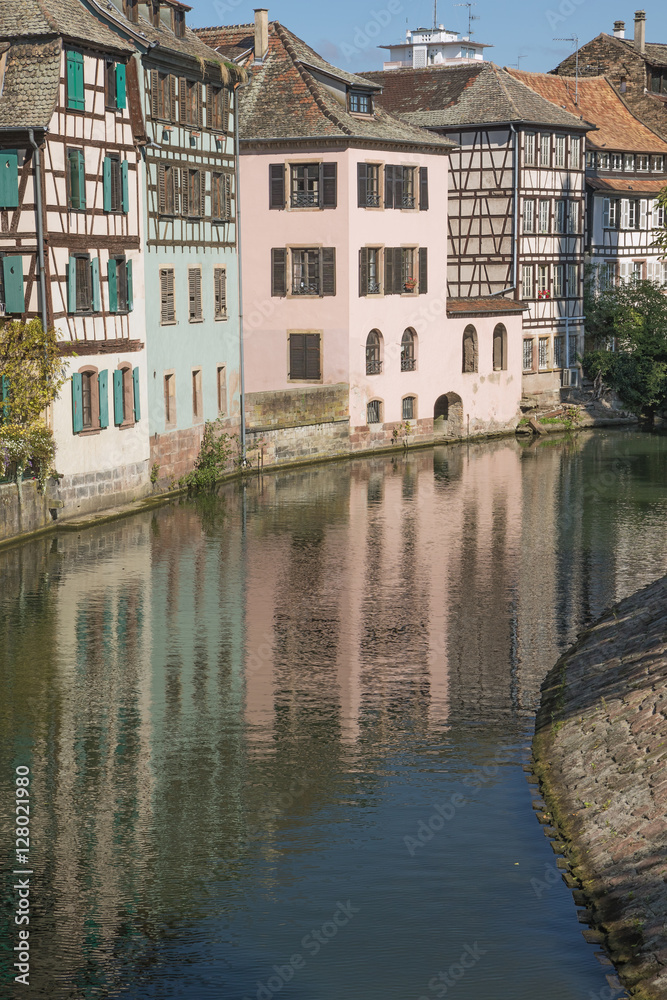 Houses along a canal in la Petite France, the historical centre of Strasbourg