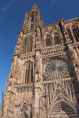 Looking up at the Cathedral tower of Strasbourg