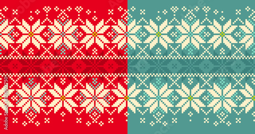 Christmas knitted seamless pattern. Winter seamless ornament wit