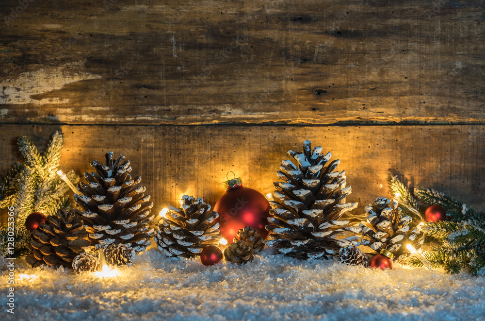 Weihnachten Lichter Stimmung mit Dekoration rustikal traditionell  Stock-Foto | Adobe Stock