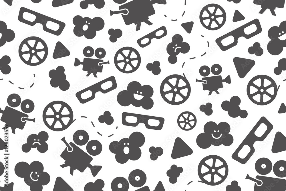 Naklejka premium Seamless pattern of movie design elements