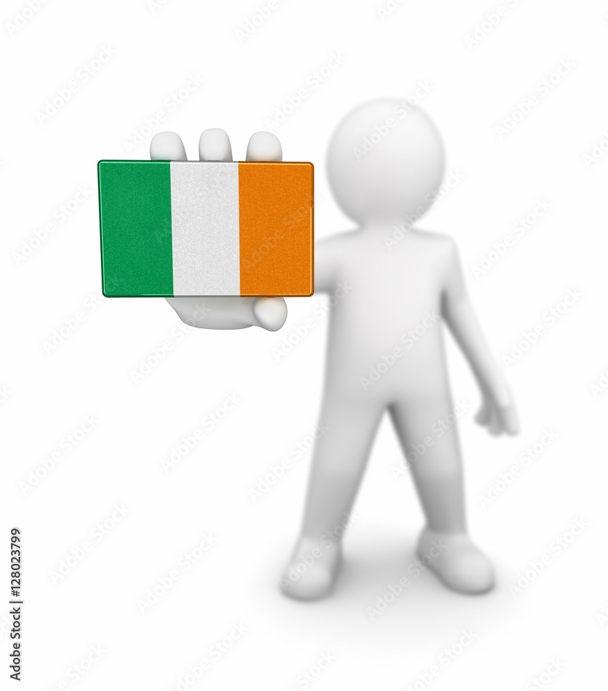 Man and Irish map. Image with clipping path Man and Irish map. Image with clipping path