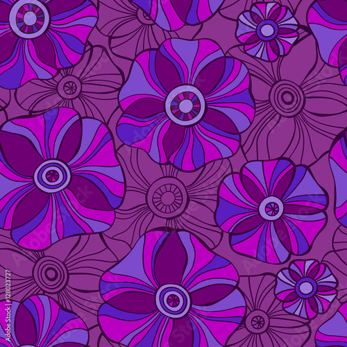 Beautiful Poppy Flowers set  Colorful Vector seamless pattern.