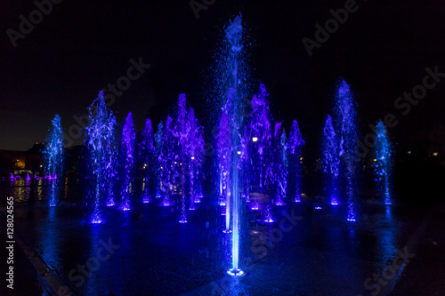 Colorfully lit fountain