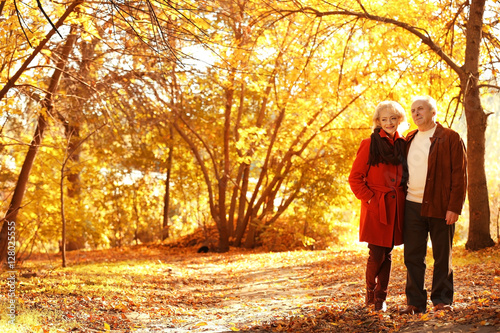 Lovely mature couple in autumn park