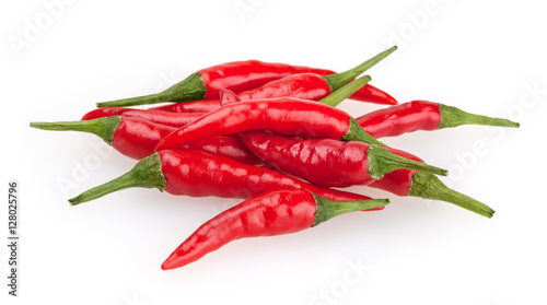 Red chili peppers isolated on white background