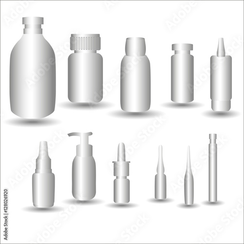 medical vials on a white background