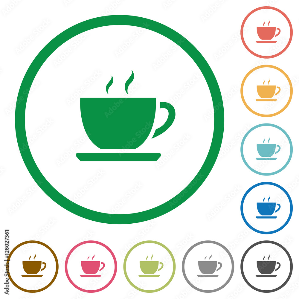 Coffee flat icons with outlines Coffee flat icons with outlines