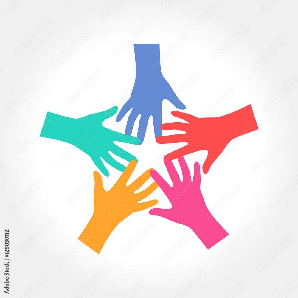 Hands represent Charity, Community and group logo design
