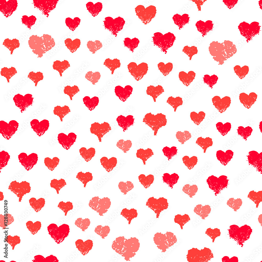 Painted hearts seamless pattern vector