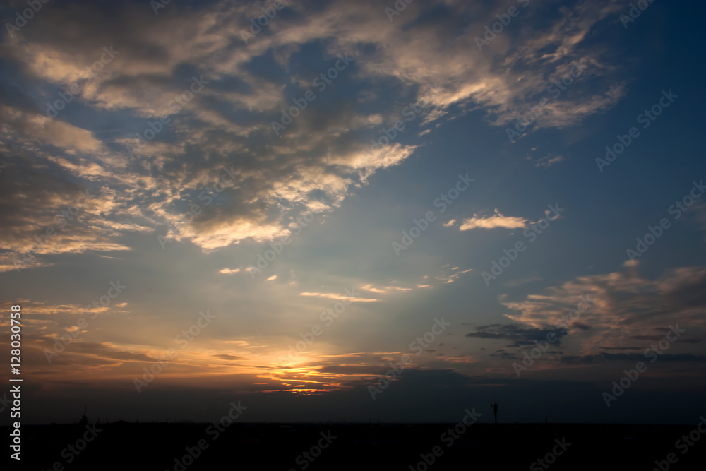 Beautiful sunset sky with twilight background.