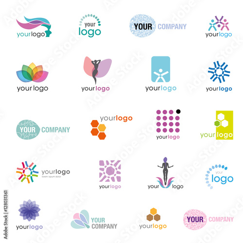 Modern logo design set: logotypes for different companies, as social, environmental organization, cultural association, start-up, medical, dental, beauty, fashion, hair stylist, clinic, gym, wellness