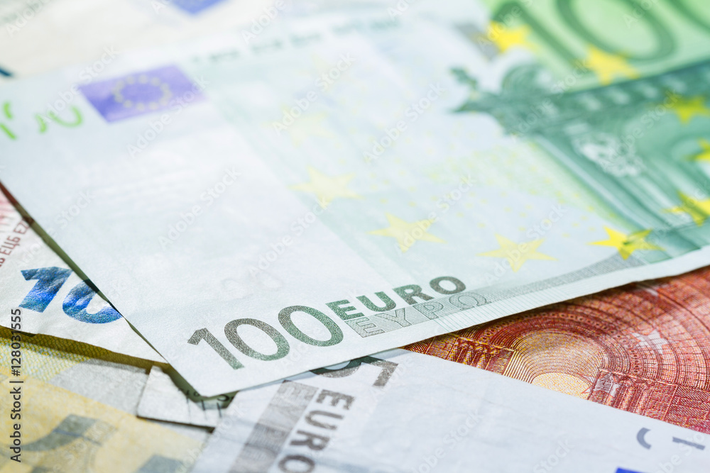One hundred Euro banknote close up One hundred Euro banknote close up