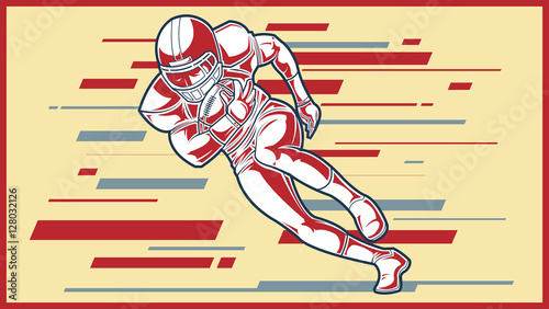 American football sign. A player running with the ball.