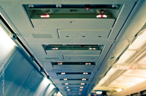 Airplane interior detail.