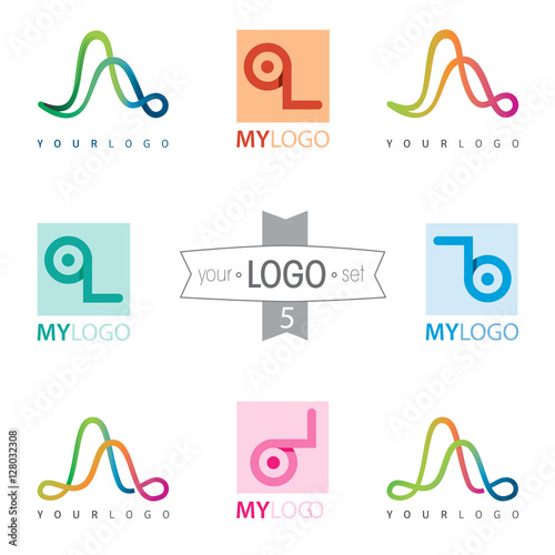 Modern logo design set: a logotypes for different companies, as social, environmental organizations, cultural associations, legal aid, join ventures, start up, environmental, management. Vector image.