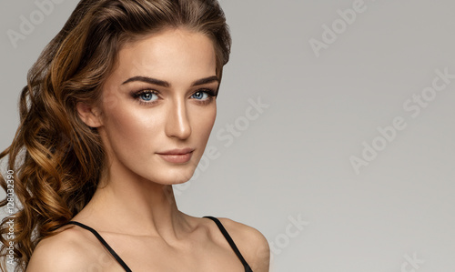 Portrait of beautiful woman face with natural make up