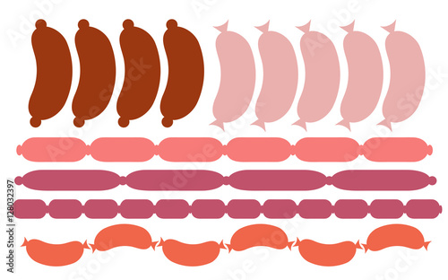 Smoked salami sausage isolated. Unhealthy eat, fat, smoked, fresh, bratwurst vector.