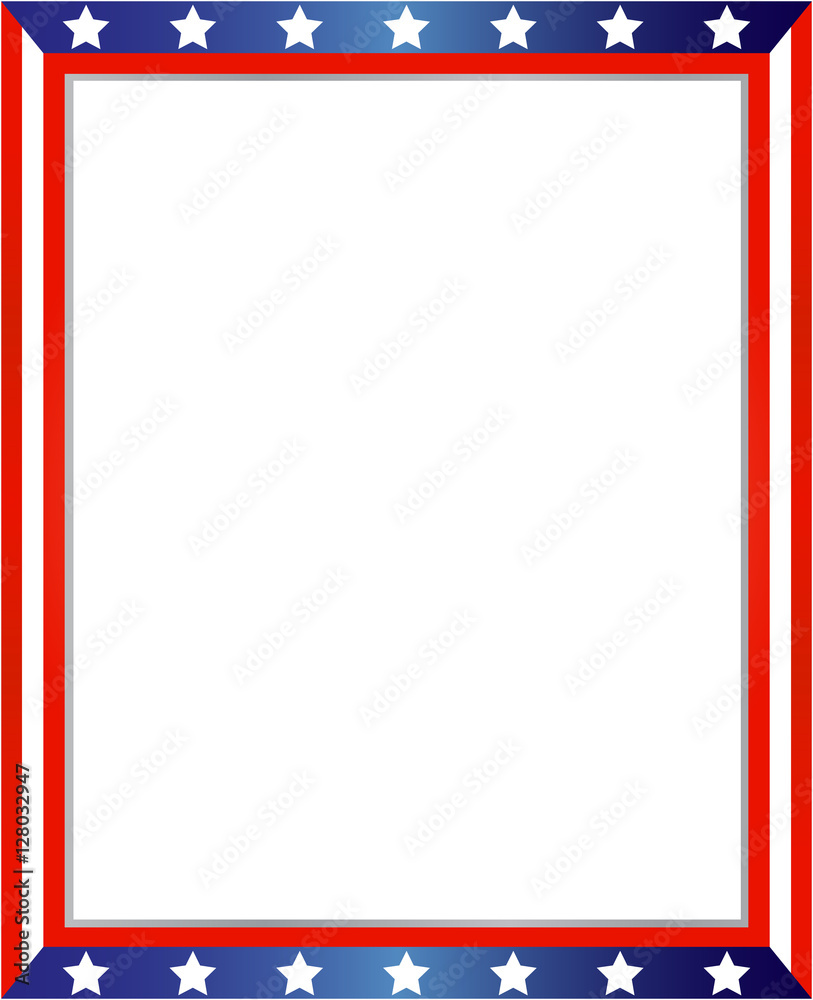 USA flag symbols frame border on white background with copy space for your  text and images. American patriotic frame. Stock Vector | Adobe Stock