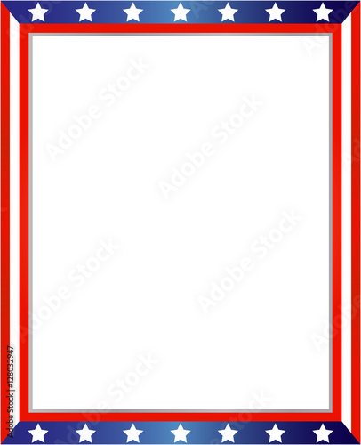 USA flag symbols frame border on white background with copy space for your text and images. American patriotic frame.