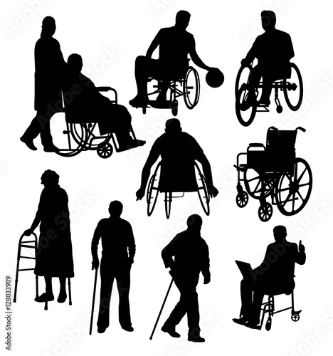 Silhouettes Activity People with Disabilities, art vector design