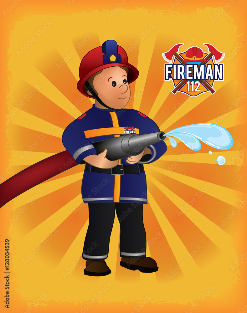 Obraz premium Strażak i woda