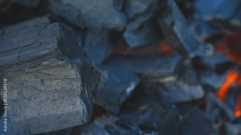 Coal burning in a brazier grill. Coal burning in a brazier grill.