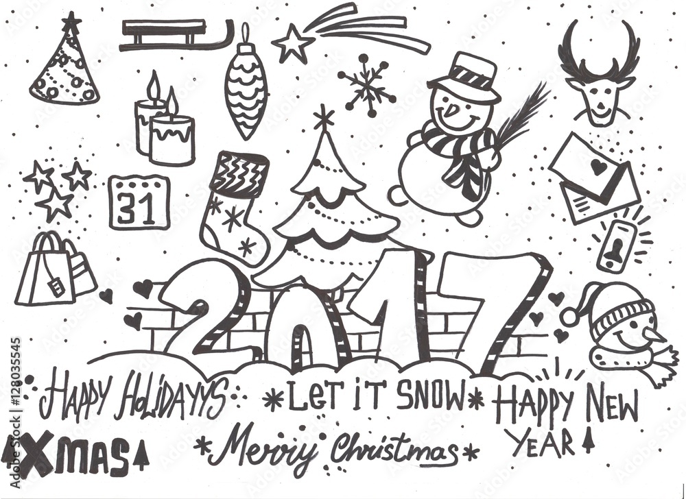 Obraz premium Christmas sketchy set. EPS 10. No transparency