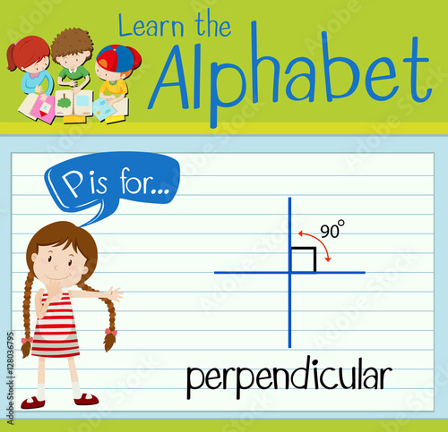 Flashcard letter P is for perpendicular